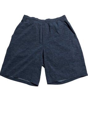 Lululemon Mens Blue Heather Pace Breaker Shorts Size M Elastic Waist Lightweight